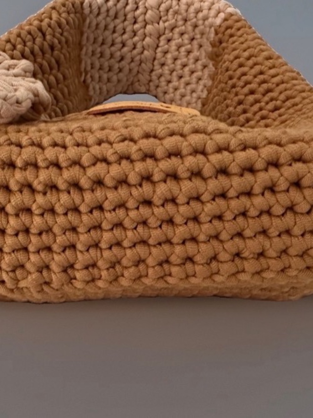 Handmade Brown & Cream Crochet Flower Hand Bag - Picture 3 of 8
